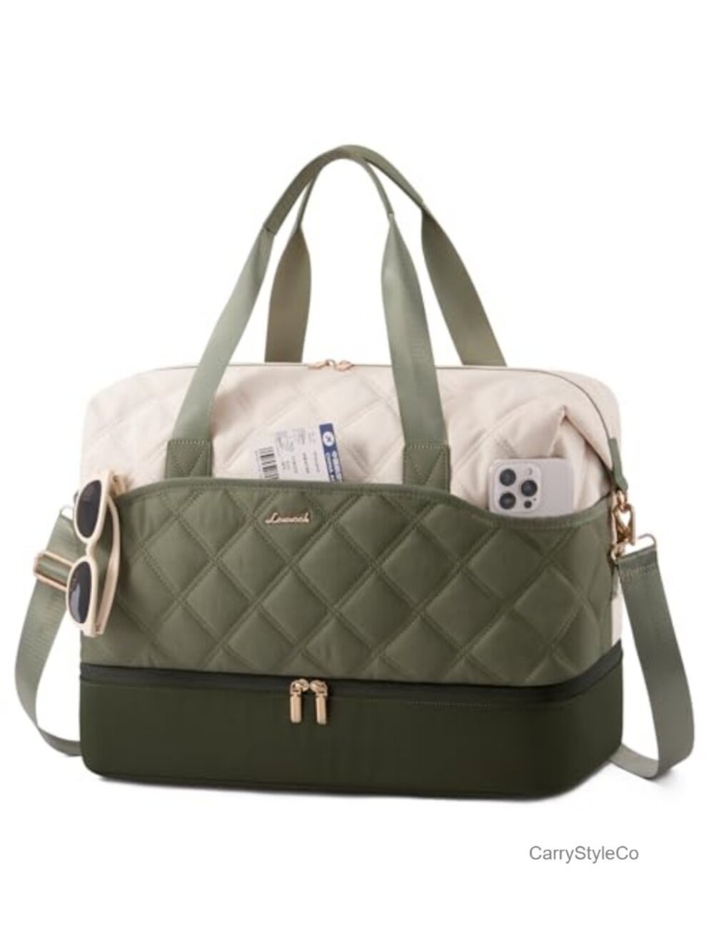 Lightweight Weekender Duffel w Shoe Compartment Wet Pocket Carry On Travel Gym
